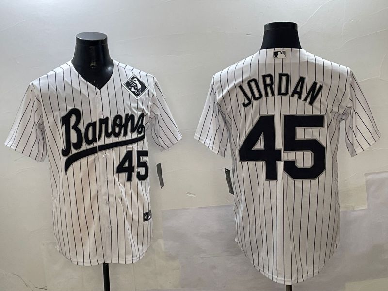 Men Chicago White Sox #45 Jordan White Stripe Throwback Game 2025 Nike MLB Jersey style 3->chicago white sox->MLB Jersey